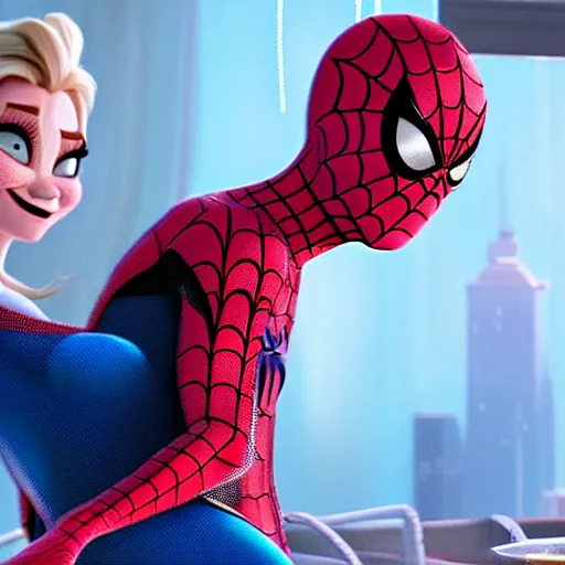 spiderman and pregnant pregnant elsa talking in the | Stable Diffusion |  OpenArt