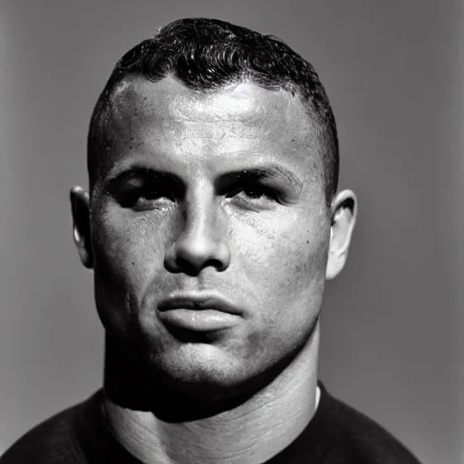 Image similar to real ronaldo by yousuf karsh, head and shoulders, faint smile