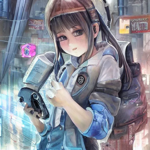 Image similar to dynamic composition, motion, ultra-detailed, incredibly detailed, a lot of details, amazing fine details and brush strokes, colorful and grayish palette, smooth, HD semirealistic anime CG concept art digital painting, watercolor oil painting of Clean and detailed post-cyberpunk sci-fi close-up schoolgirl in asian city in style of cytus and deemo, blue flame, relaxing, calm and mysterious vibes,, by a Chinese artist at ArtStation, by Huang Guangjian, Fenghua Zhong, Ruan Jia, Xin Jin and Wei Chang. Realistic artwork of a Chinese videogame, gradients, gentle an harmonic grayish colors. set in half-life 2, Matrix, GITS, Blade Runner, Neotokyo Source, Syndicate(2012), dynamic composition, beautiful with eerie vibes, very inspirational, very stylish, with gradients, surrealistic, dystopia, postapocalyptic vibes, depth of field, mist, rich cinematic atmosphere, perfect digital art, mystical journey in strange world