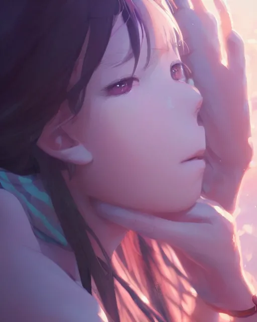 Prompt: a girl trying to eat a tree, full shot, atmospheric lighting, detailed face, by makoto shinkai, stanley artgerm lau, wlop, rossdraws