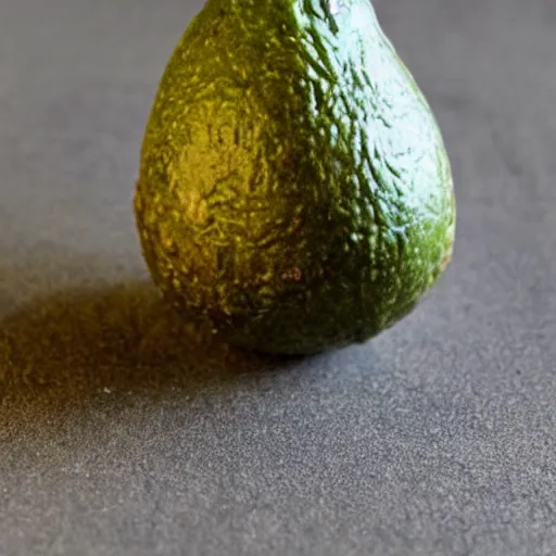 Prompt: an avocado pit that looks like the head of bob ross