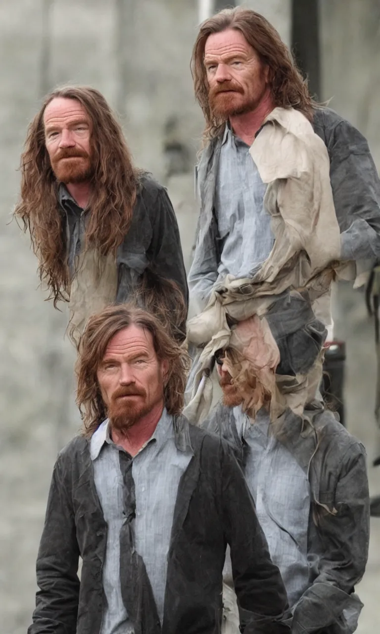 Prompt: Bryan Cranston long hair