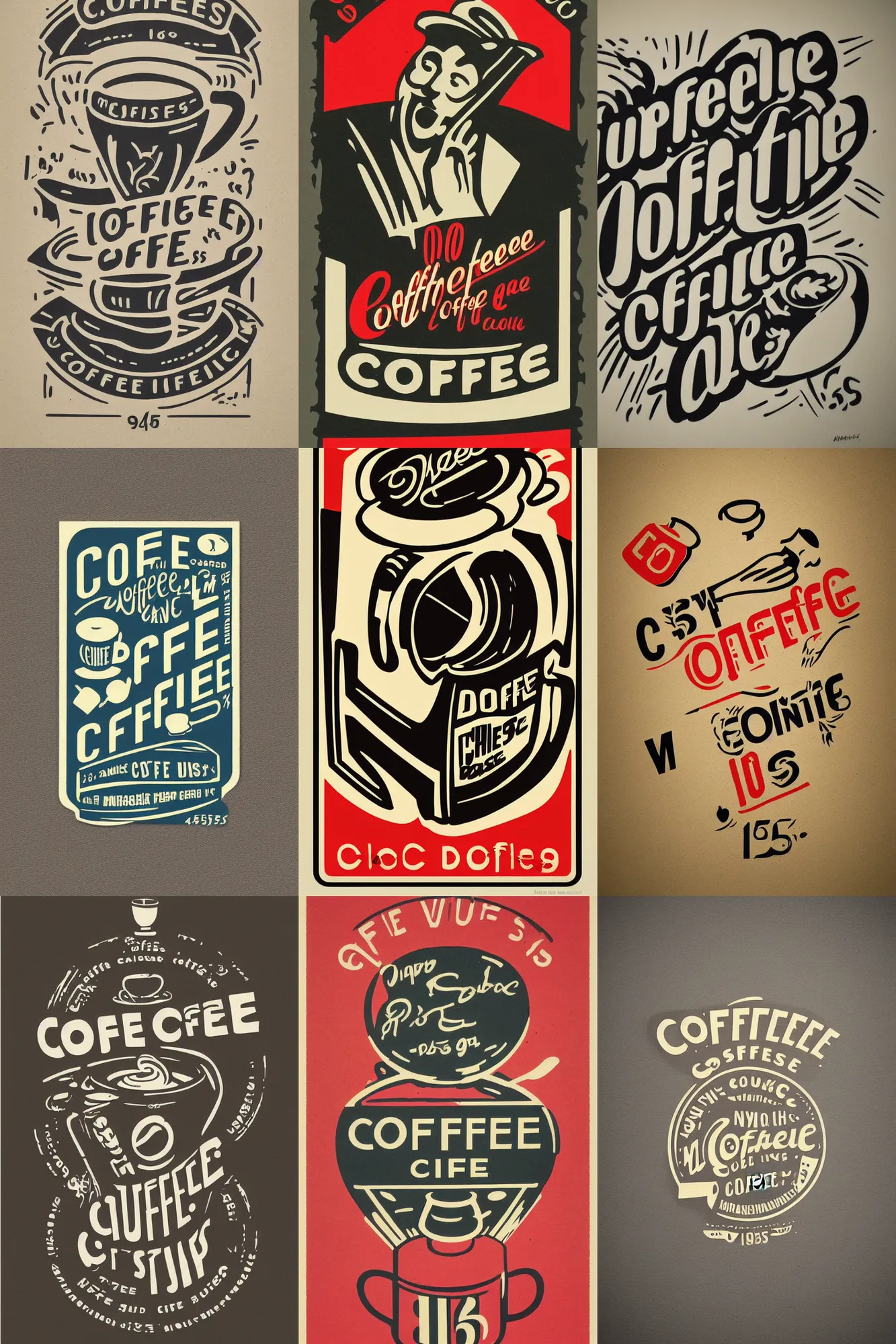 Prompt: vintage 1950s coffee-shop logo by mcbess, full colour print