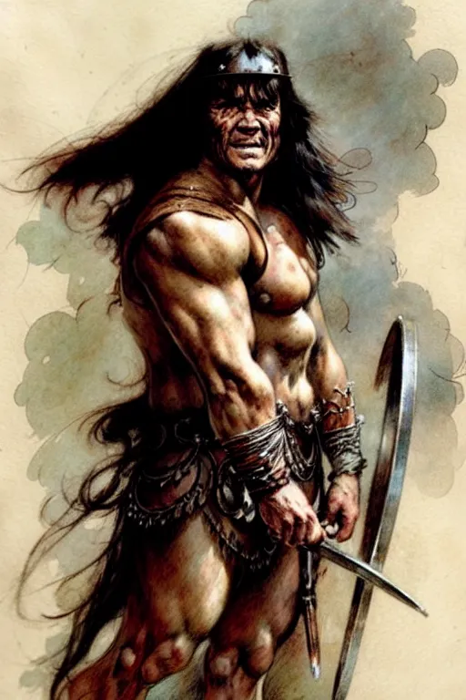 Image similar to (((((1950s conan the barbarian . muted colors.))))) by Jean-Baptiste Monge !!!!!!!!!!!!!!!!!!!!!!!!!!!