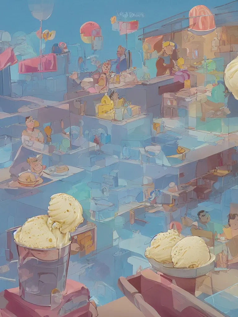 Prompt: ice cream by disney concept artists, blunt borders, rule of thirds