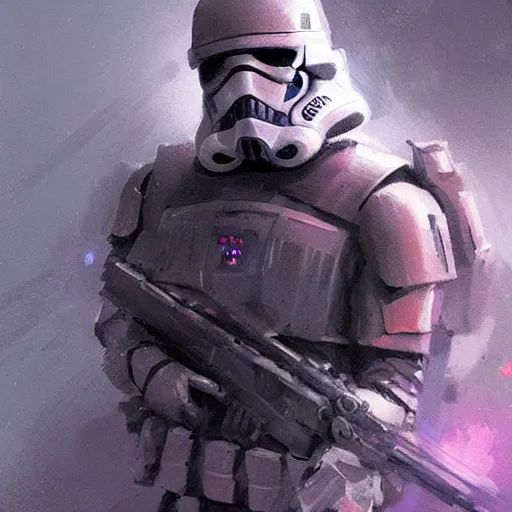 Image similar to concept art of a portrait by greg rutkowski, a soldier of the eternal empire wearing purple and black tactical gear, star wars expanded universe, smooth, sharp focus, artstation hq.