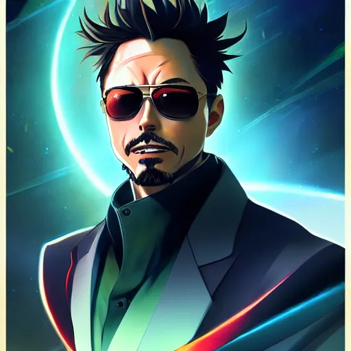 Image similar to anime portrait of elon musk as tony stark as an anime antagonist by Stanley Artgerm Lau, WLOP, Rossdraws, James Jean, Andrei Riabovitchev, Marc Simonetti, and Sakimichan, trending on artstation