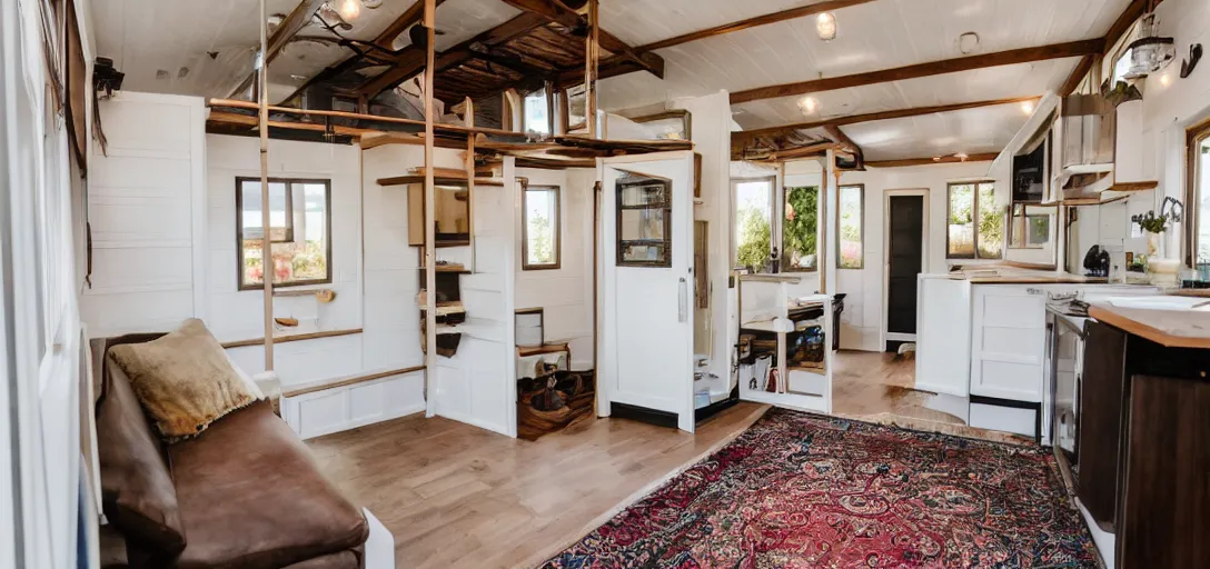 Image similar to mughal - style white ivory tiny home on trailer with minarets in portland, oregon