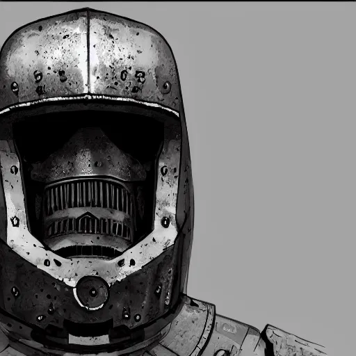 Image similar to grimdark space knight helmet, terrifying, grimdark, photorealistic, closeup, symmetrical, artstation