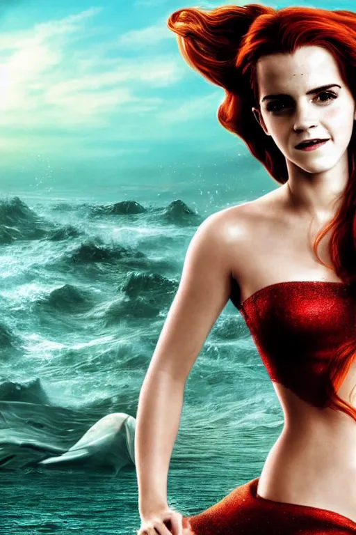 Image similar to tonemapped emma watson as ariel from the little mermaid