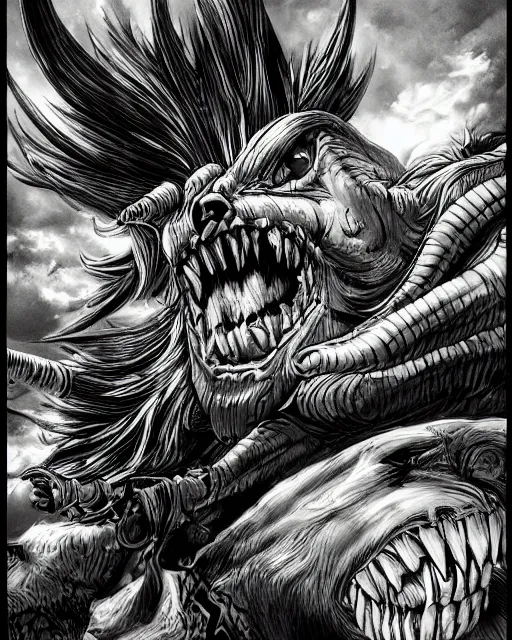 Image similar to A crate with tongue and tooth, terrifying, black and white, fantasy art, monster art, in the style of masami kurumada, illustration, epic, fantasy, intricate, hyper detailed, artstation, concept art, smooth, sharp focus, ray tracing
