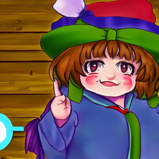 Prompt: screenshot of danny devito as a touhou character