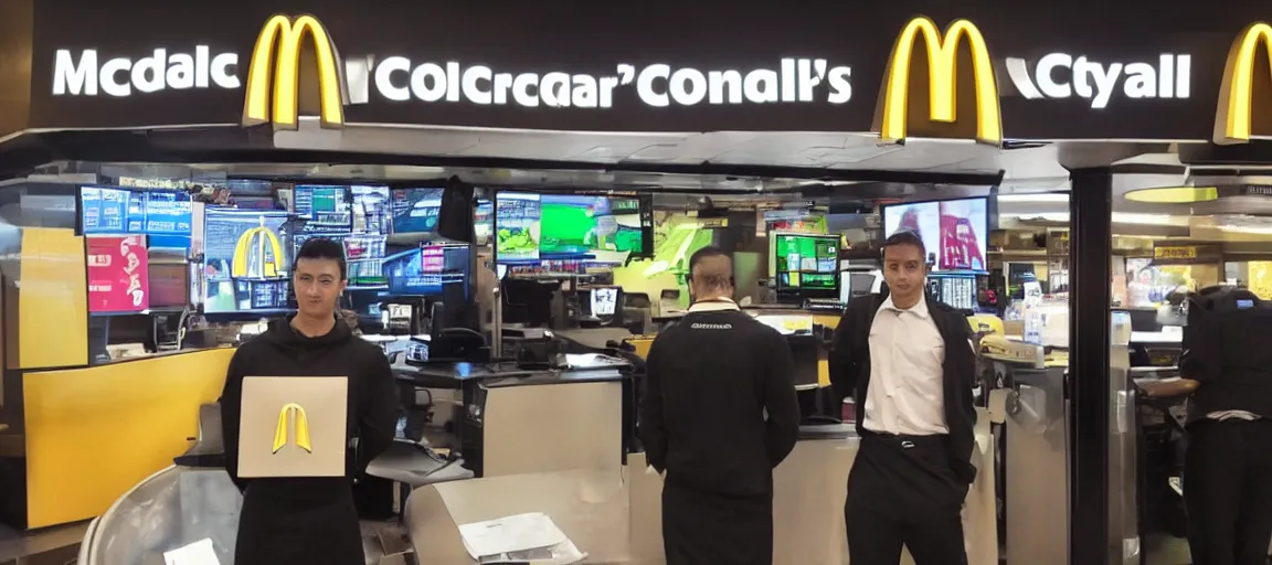 Image similar to ex crypto currency trader working in mcdonals