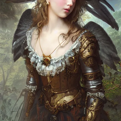 Image similar to A masterpiece ultrarealistic ultradetailed portrait of a Incredibly beautiful angel princess with Skull Iron mask. baroque renaissance girl in the night forest. medium shot, intricate, elegant, highly detailed. trending on artstation, digital art, by Stanley Artgerm Lau, WLOP, Rossdraws, James Jean, Andrei Riabovitchev, Marc Simonetti, Yoshitaka Amano. background by James Jean and Gustav Klimt, light by Julie Bell, 4k, porcelain skin.