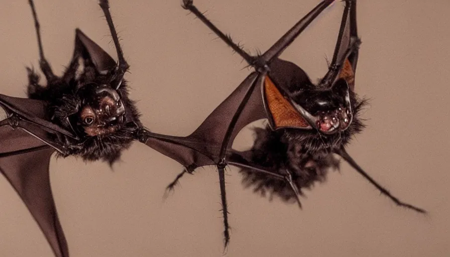 Prompt: big budget horror movie a genetically engineered spider bat