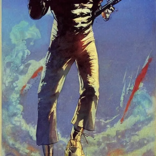 Image similar to scifi Viktor Tsoi by Robert McGinnis, pulp comic style, circa 1958, photorealism