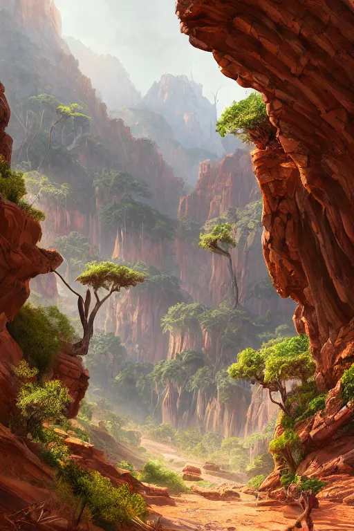 Prompt: beautiful utah desert, rock arcs, lush vegetation, exotic forrest and plants, landscape, alex ross, eddie mendoza, raphael lacoste, sebastian ludke, concept art, matte painting, highly detailed, rule of thirds, dynamic lighting, cinematic, detailed, magnificiant landscape, denoised, centerd