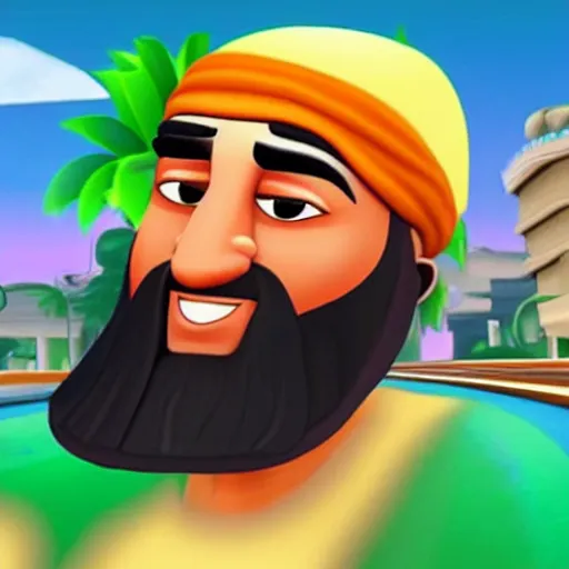 Prompt: Osama bin Laden in Subway Surfers