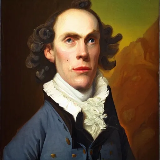 Image similar to An 18th century oil painting of Jerma985, portrait of Jerma985, grainy, realistic, very realistic, hyperrealistic, highly detailed, very detailed, extremely detailed, very neat, very epic, very cool, detailed, trending on artstation