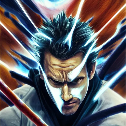 Image similar to Ryan Reynolds as Ichigo Kurosaki, detailed, centered, digital painting, artstation, concept art, donato giancola, Joseph Christian Leyendecker, WLOP, Boris Vallejo, Breathtaking, 8k resolution, extremely detailed, beautiful, establishing shot, artistic, hyperrealistic, beautiful face, octane render, cinematic lighting, dramatic lighting, masterpiece