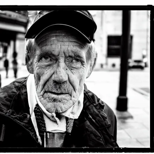 Prompt: portrait joseph quinn in the street, photojournalism, 5 0 mm, street photography