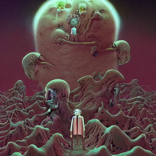 Image similar to Rick & Morty made by Zdzislaw Beksinski, 4k detailed art