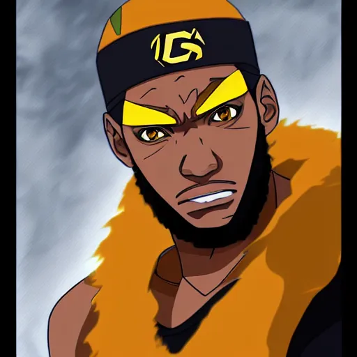 Prompt: Lebron James cosplay as Naruto, detailed digital art