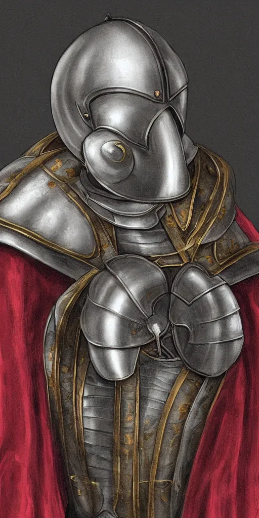 Image similar to Snail-themed medieval armor portrait