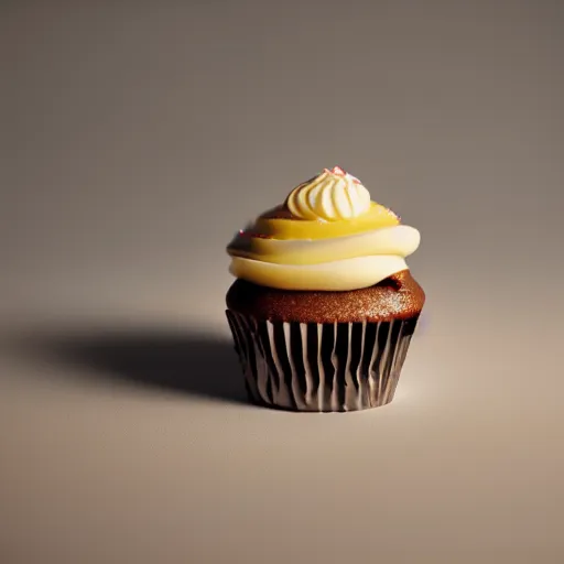 Image similar to the most delectable cupcake ever made. luscious cupcake dripping icing. food photography. 4 k. depth of field. octane render. hyper realistic