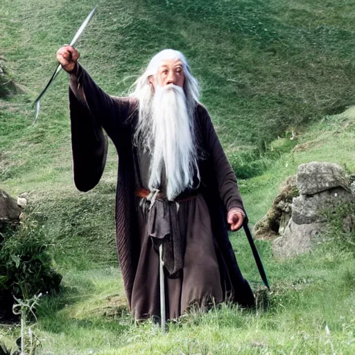 Prompt: gandalf arriving in the shire on a sunny day