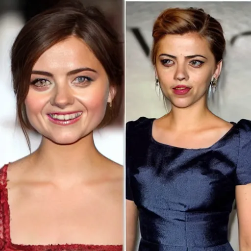 Image similar to a woman that looks like jenna coleman and scarlett johansson