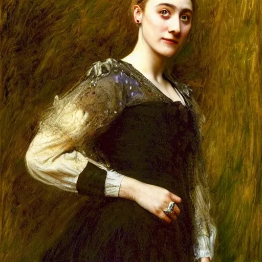 Image similar to a true-to-life portrait of Saoirse Ronan painted by John Everett Millais, Saoirse Ronan actress,