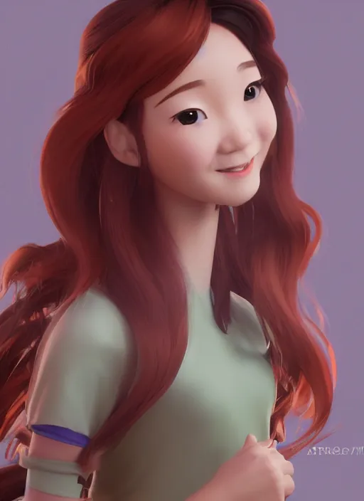 Image similar to a cute asian girl singing, flowing hair in the style of pixar animation, full body shot, award winning, hyper detailed, studio lighting, artstation, octane renderer, unreal engine