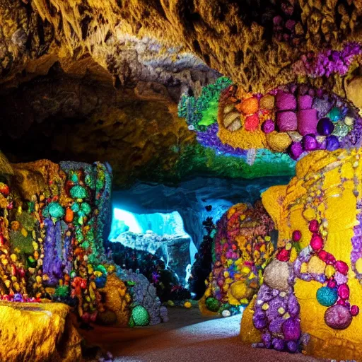 Image similar to cave of golden treasure and colorful jewels