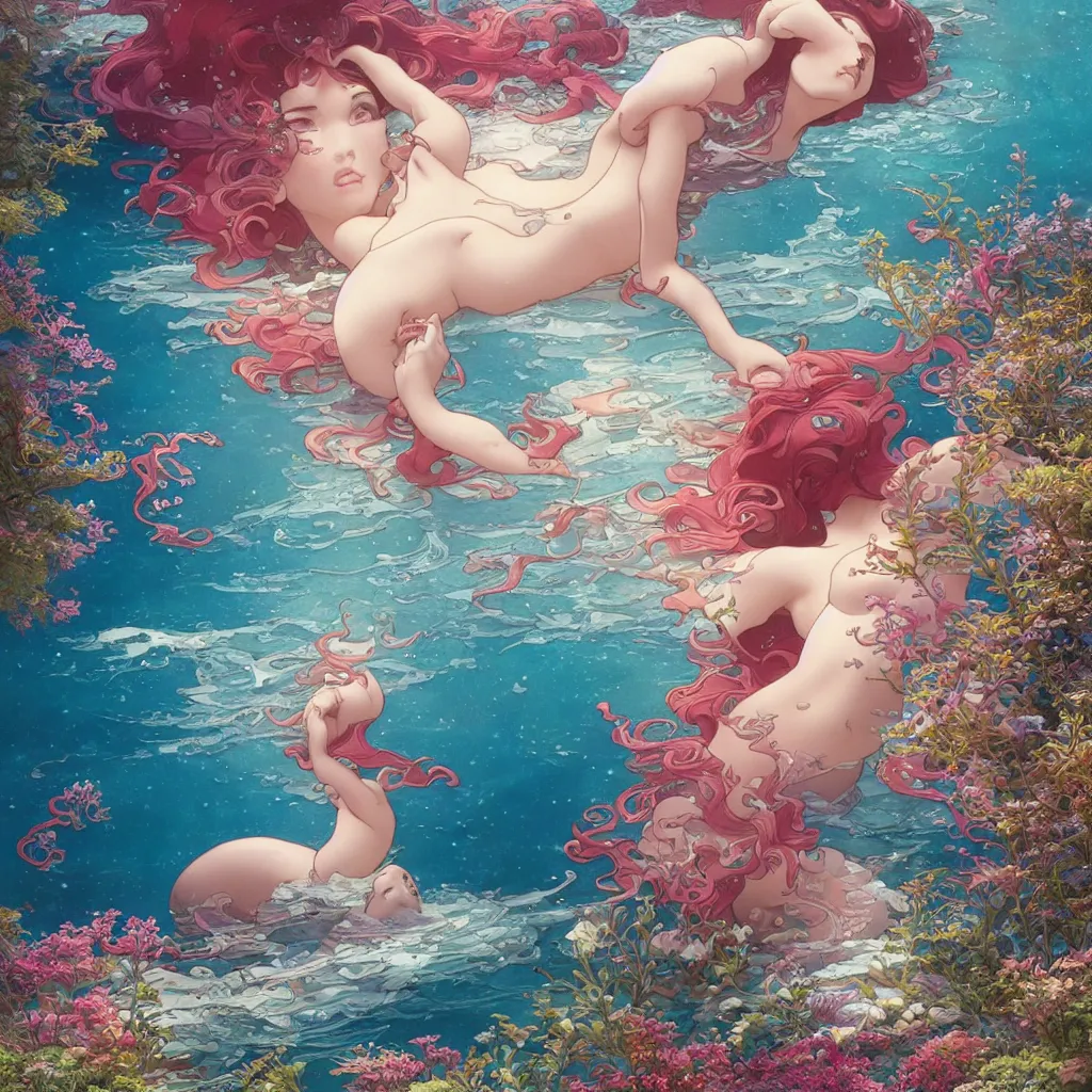 Prompt: the little mermaid sings in the colorful ocean, kamakura scenery, detailed and intricate environment, pearls and shells, fantasy art by ferdinand knab, makoto shinkai and ilya kuvshinov, rossdraws, tom bagshaw, alphonse mucha, trending onstudio ghibli, radiant light, highly detailed