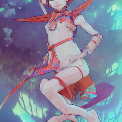 Image similar to Sylveon pokemon Gajinka as a small human girl , highly detailed, digital pencil painting, anime, cartoonish, hybrid human / anthro, monster girl, sharp focus, illustration, art by artgerm and greg rutkowski and alphonse mucha