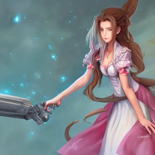 Image similar to concept art of aerith aeris by logan cure, BangkuART, sakimichan, yan gisuka, zeronis, dan eder, nick silva, Ja Mong, 4k, artstation