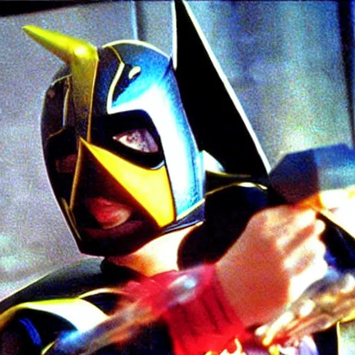 Prompt: crow power ranger, tv still, 1 9 9 7, tokusatsu,