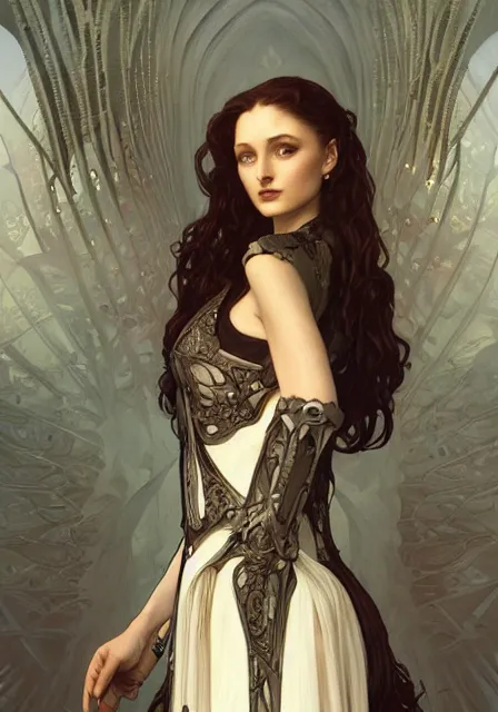 Image similar to sansa in skeleton, intricate, elegant, highly detailed, digital painting, artstation, concept art, smooth, sharp focus, illustration, art by artgerm and greg rutkowski and alphonse mucha and william - adolphe bouguereau