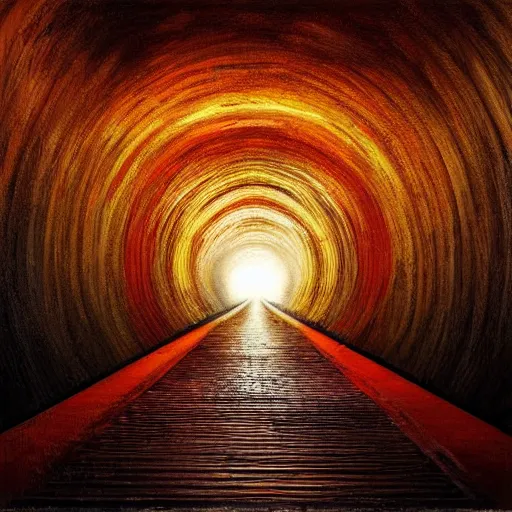 Prompt: “a tunnel of fire realism panting”