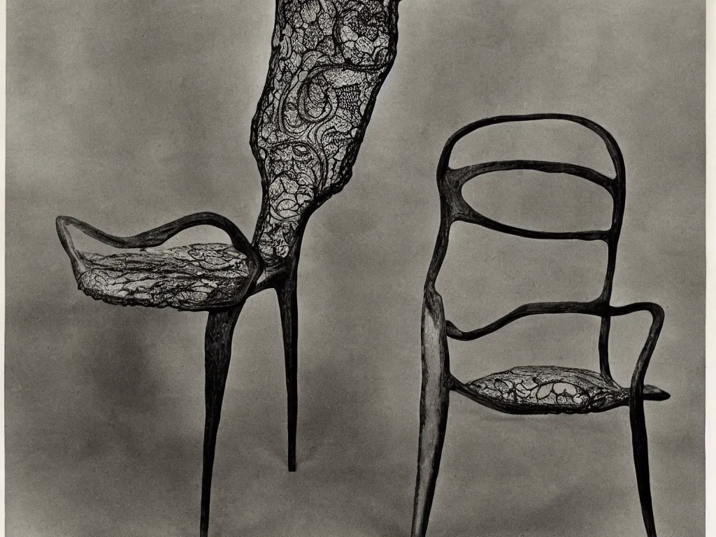 Image similar to lace chair with human feet. karl blossfeldt, salvador dali