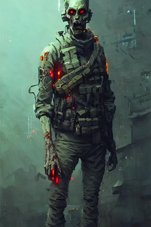 Prompt: zombie soldier from battlefield 1, cyberpunk futuristic neon. decorated with traditional japanese ornaments by ismail inceoglu dragan bibin hans thoma greg rutkowski alexandros pyromallis nekro rene maritte illustrated, perfect face, fine details, realistic shaded, fine - face, pretty face