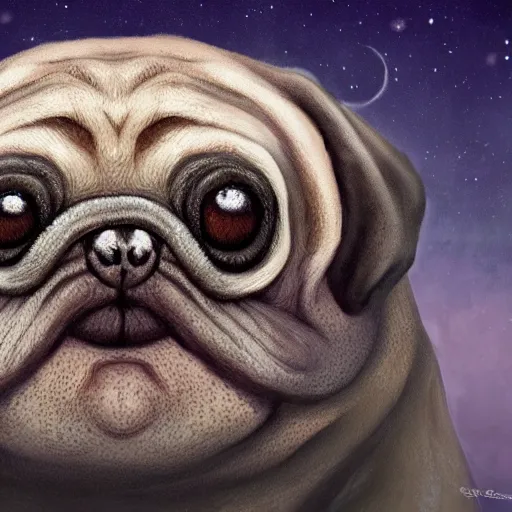 Image similar to A tardigrade with the eyes and mouth of a pug, national geographic-file-photograph, paywall-content, premium-award-winning, trending on artstation