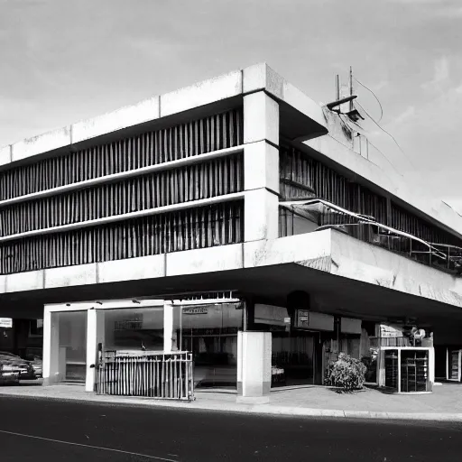 Prompt: mcdonald's brutalist architecture