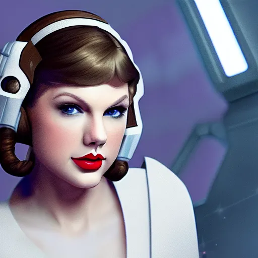 Image similar to Portrait of Taylor Swift as Princess Leia in Star Wars, professional digital painting, smooth, sharp focus, Unreal Engine 5, 8K