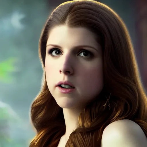 Image similar to Anna Kendrick as the Goddess Minerva with her dark purple toga slipping off her shoulders which her owl is sitting upon 8k resolution hyperdetailed photorealism amazing level of detail and ultra high quality and beautiful