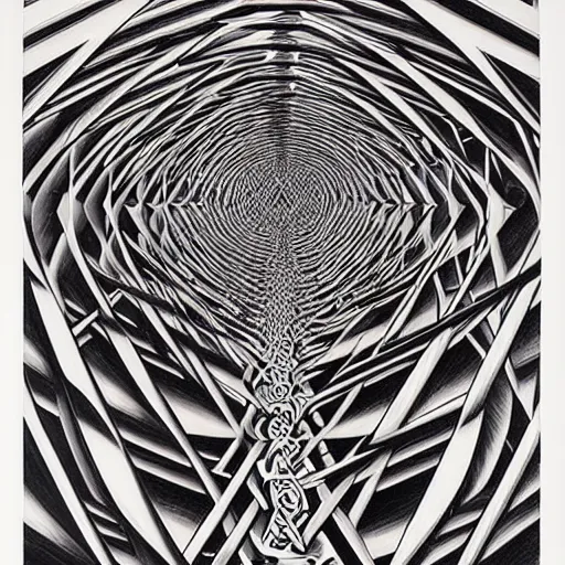 Prompt: alex grey mixed with mc escher