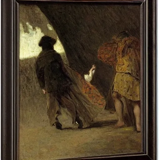 Image similar to man and woman escaping a dungeon by alfred stevens