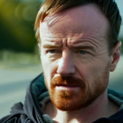 Prompt: a movie still shot of bryan cranston as jesse pinkman