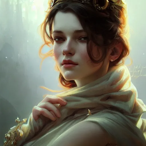 Prompt: beautiful young zuzanna bijoch, closeup, d & d, fantasy, intricate, elegant, highly detailed, digital painting, artstation, concept art, matte, sharp focus, illustration, art by artgerm and greg rutkowski and alphonse mucha